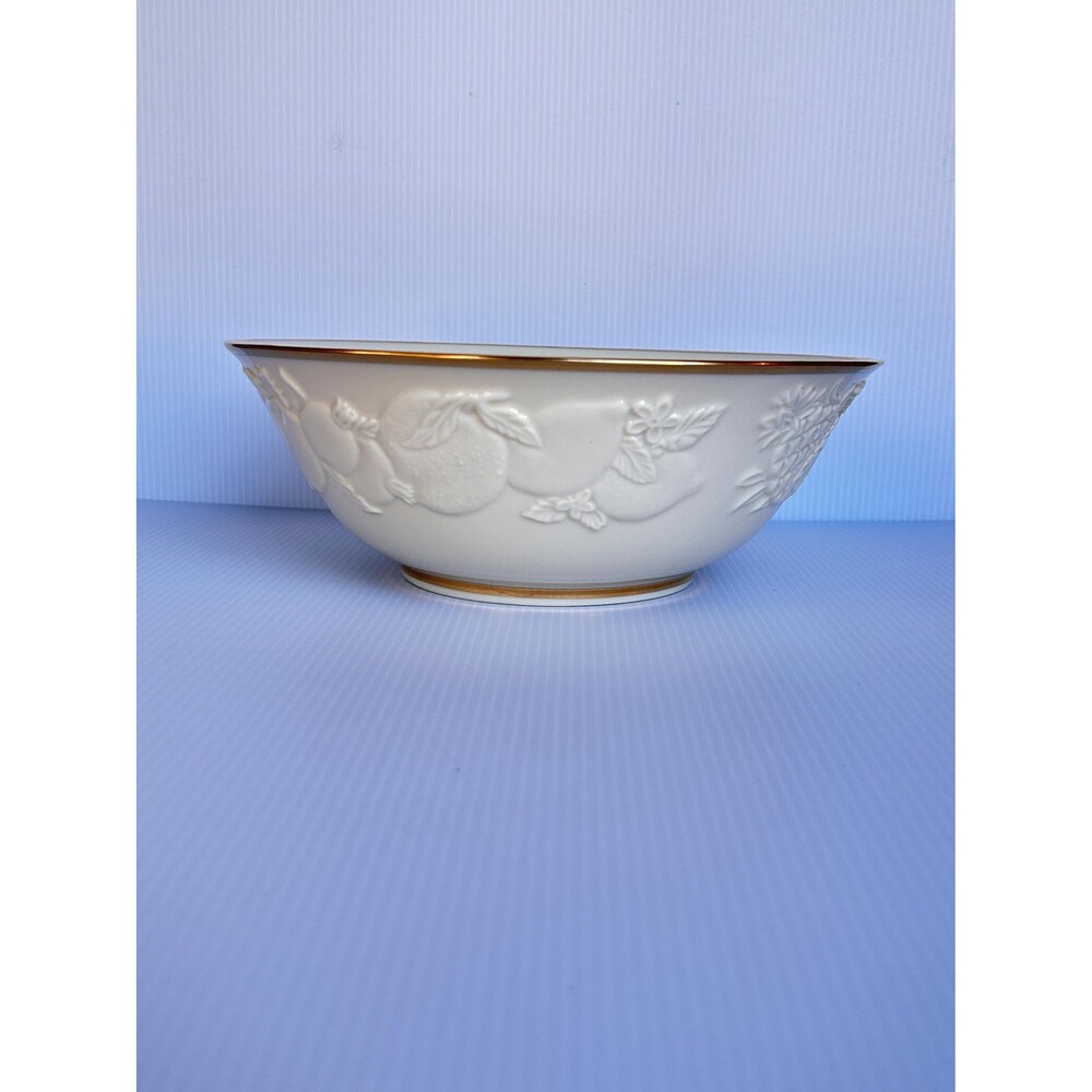 Vintage Lenox "Fruits of Life" 9" Serving Bowl - Ivory Fine China, 24K Gold Trim